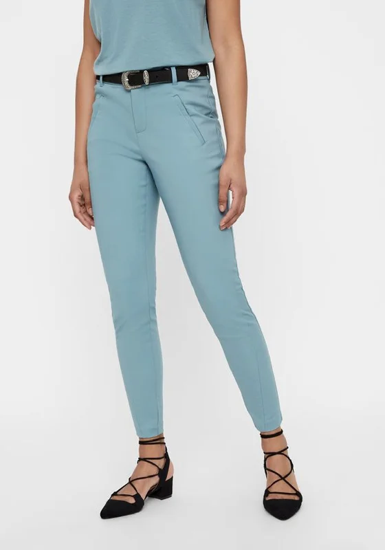 Vero Moda Victoria Tapered Trousers, Blue Trousers fashionable chic