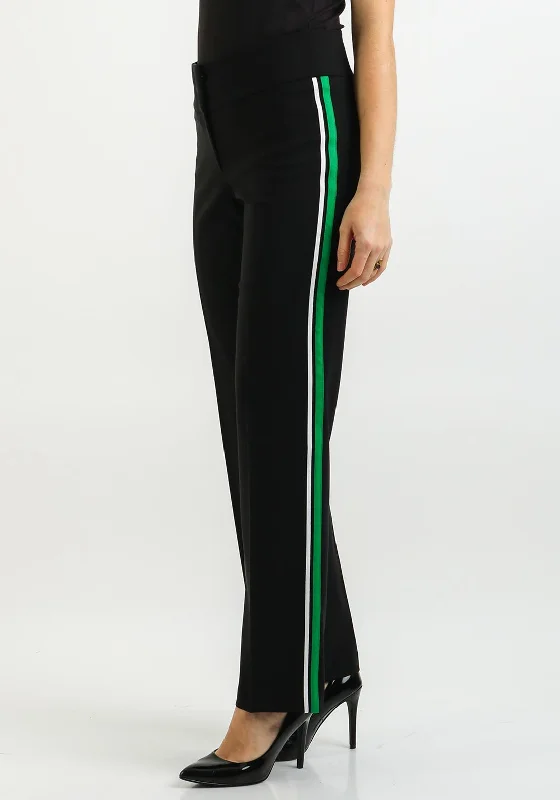 Bianca Stripe Trim Straight Trousers, Black Trousers Modern Contemporary