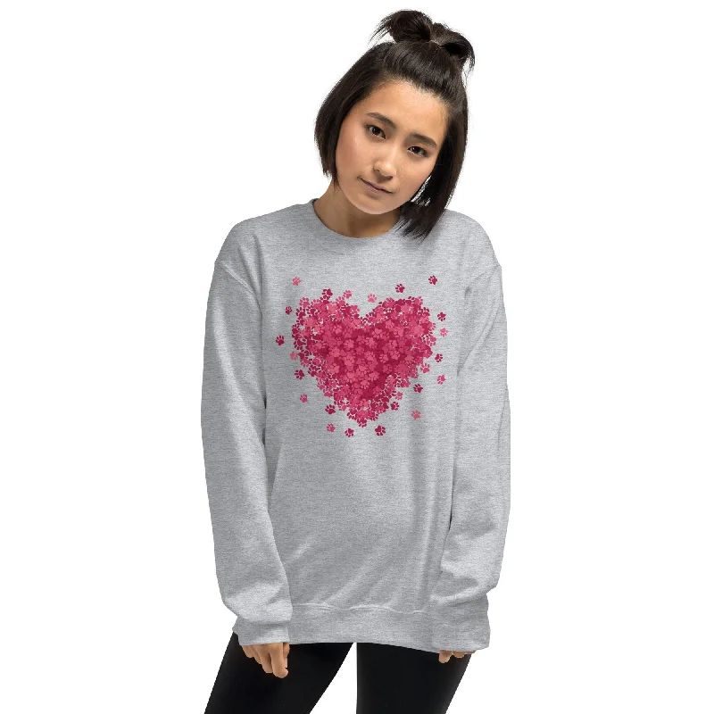 Bursting with Paw Love Crewneck Sweatshirt Hoodie with Logo Branding Identity