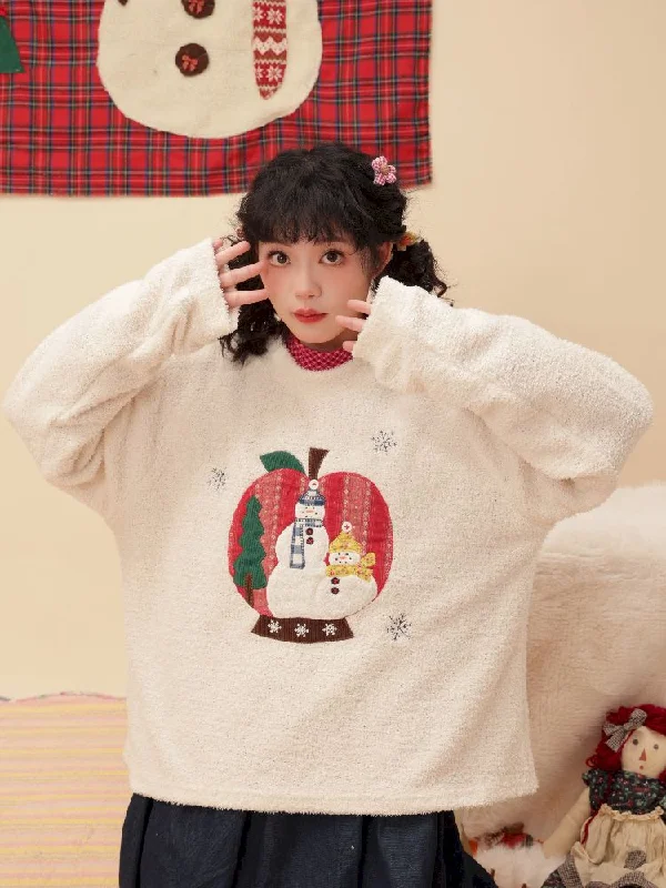 Snowman appliqué Christmas sweater【s0000005579】 Wool Sweater Cotton Sweater Cashmere Sweater