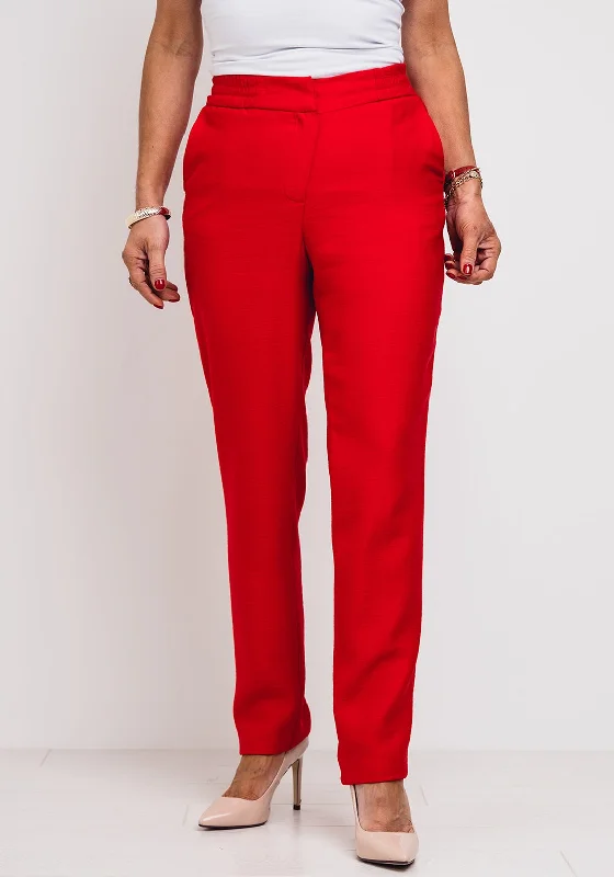 Meri Esca Slim Fit Trousers, Red Trousers Handmade Artisanal