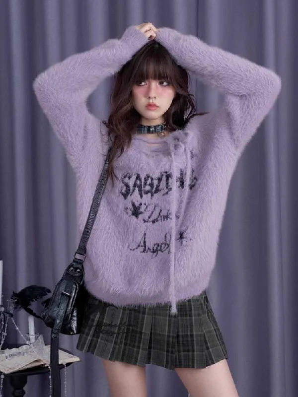 V-neck imitation mink loose sweater【s0000010676】 Embroidered Appliqued Beaded