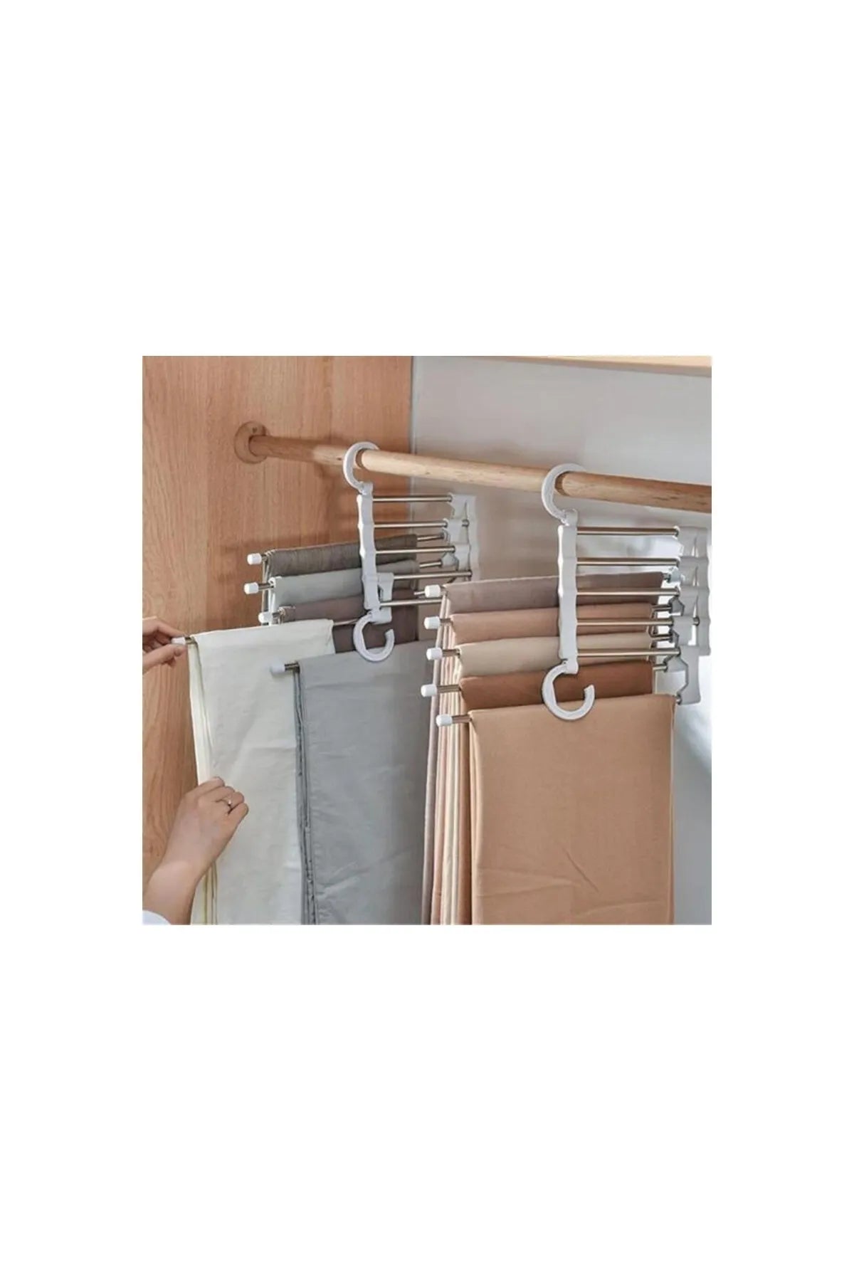 Rena Shop Movable Closet Trousers Tie Shawl Hanger System Organizer Trousers Essential Wardrobe