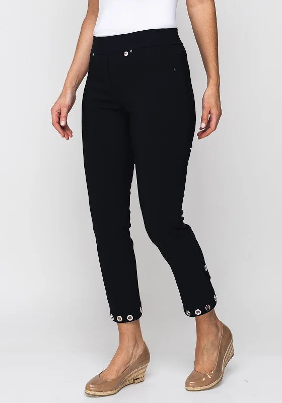 Robell Rose 09 Rivet Trim Cropped Trousers, Navy Trousers luxurious premium