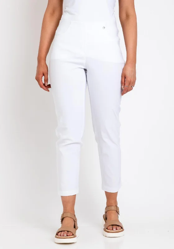 Robell Bella 09 Ankle Grazer Trousers, White Trousers Palazzo Wide Leg