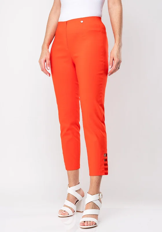 Robell Lena 09 Slim Fit Stretch Cropped Trousers, Orange Trousers Review Highly