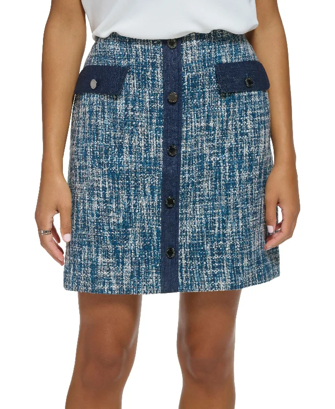 Women's Tweed Denim-Trim Skirt relaxed fit skirt