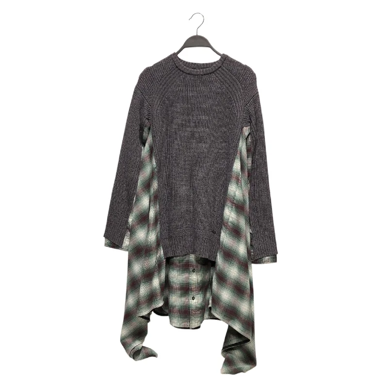 DSQUARED2/LS Dress/16/Plaid/Wool/MLT/SWEATER FLANNEL DRESS Hooded Sweater Collared Sweater Shawl Collar