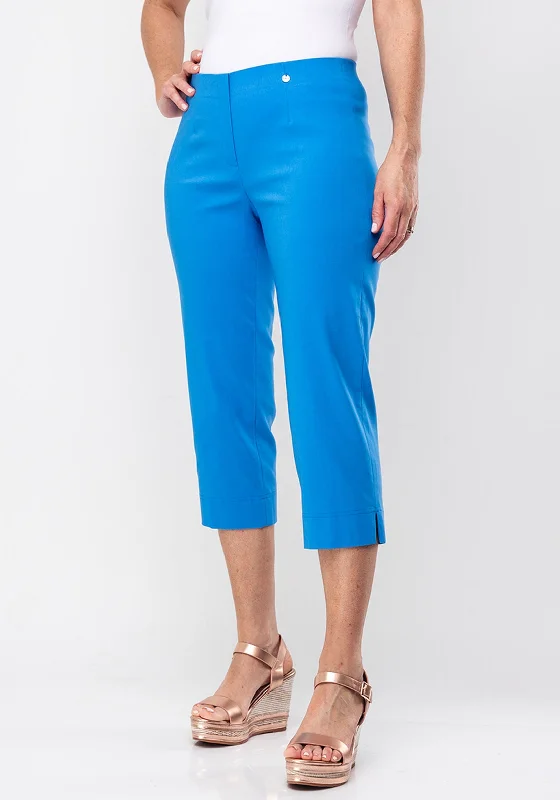 Robell Marie 07 Stretch Crop Trousers, Azure Blue Trousers Versatile Stylish