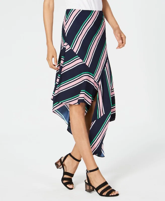 Striped Asymmetrical Skirt leather skirt sleek