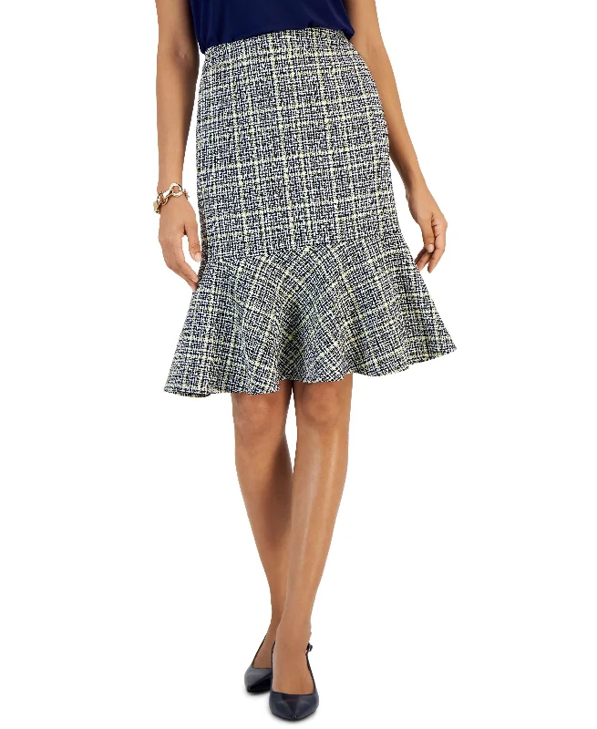 Women's Tweed Flounce Skirt silk skirt lustrous