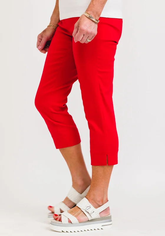 Robell Rose 07 Slim Fit Capri Trousers, Red Trousers Culottes Wide Leg