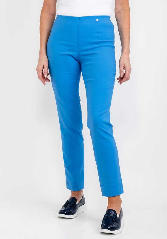 Robell Marie Full Length Slim Leg Trousers, Azure Blue Trousers Leisure Comfortable