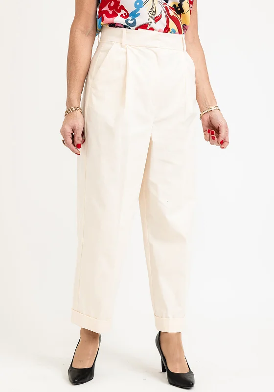 iBlues Moca Wide Leg Trousers, Cream Trousers sophisticated sleek