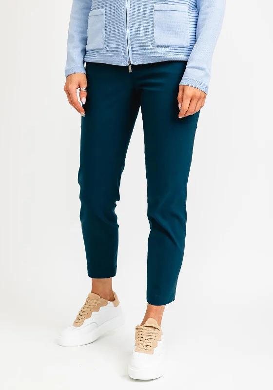 Robell Slim Fit Bella Trousers, Teal Trousers Essential Wardrobe