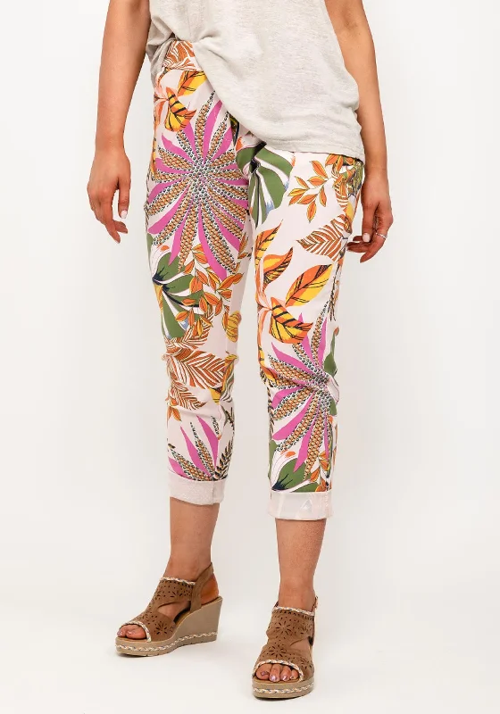 Seventy1 One Size Tropical Slim Capri Trousers, Rose Multi Trousers Bestseller Popular