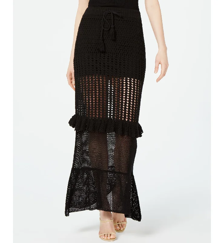 Kendall Kylie Ruffled Crochet Maxi Skirt tiered skirt playful