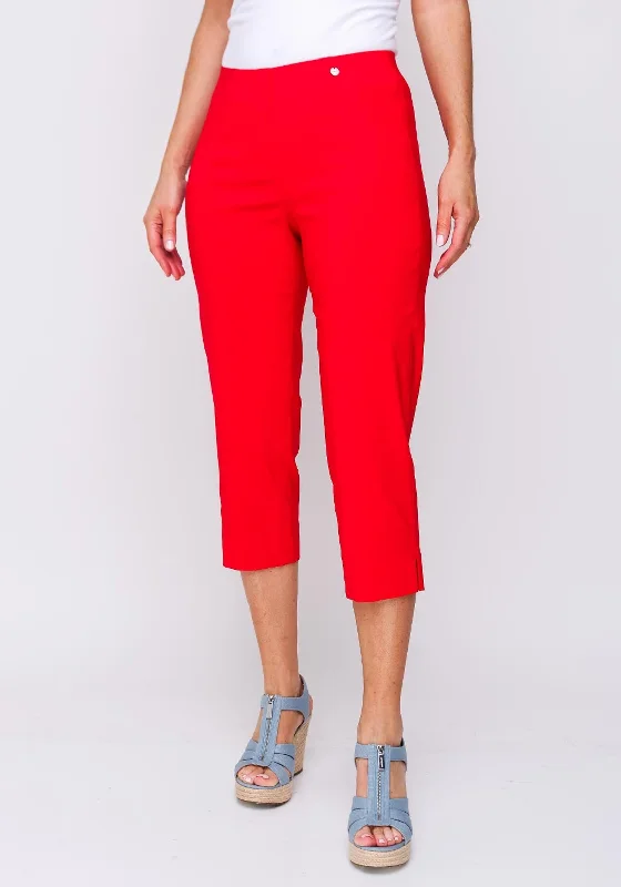 Robell Marie 07 Stretch Crop Trouser, Red Trousers Cargo Utility