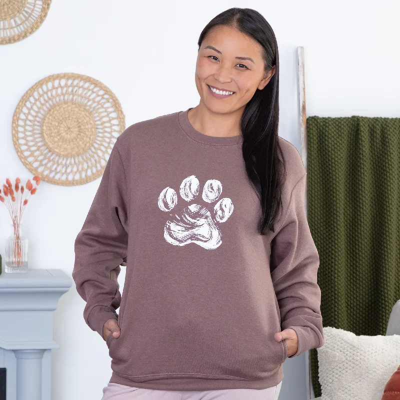 Brushed Paw Crew Sweatshirt with Side Pockets Hoodie with Slim Fit Tailored Modern