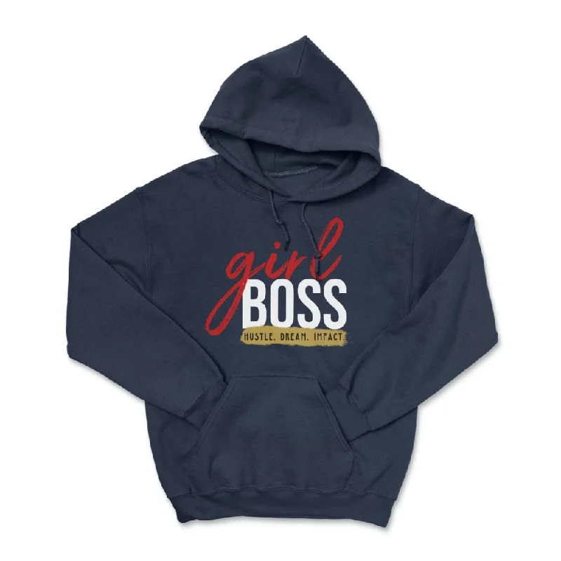 Girl Boss Hustle Dream Impact Pullover Hoodie Hoodie with Hem Fringe Bohemian Relaxed