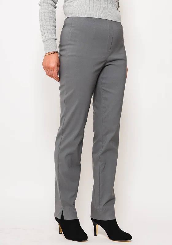 Robell Marie Stretch Slim Fit Trousers, Graphite Grey Trousers Low Rise Relaxed