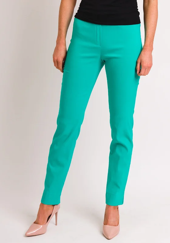 Robell Marie Stretch Slim Fit Trousers, Jade Green Trousers Business Professional