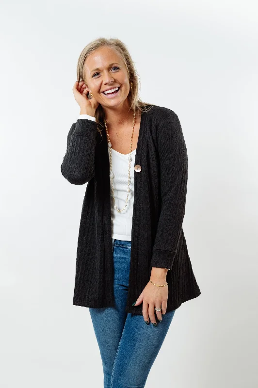 The Lolly Cable Knit Sweater in Black Terry Terry Cloth Terry Knit