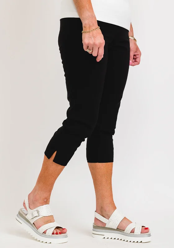 Robell Rose 07 Slim Fit Capri Trousers, Black Trousers Capri Summer