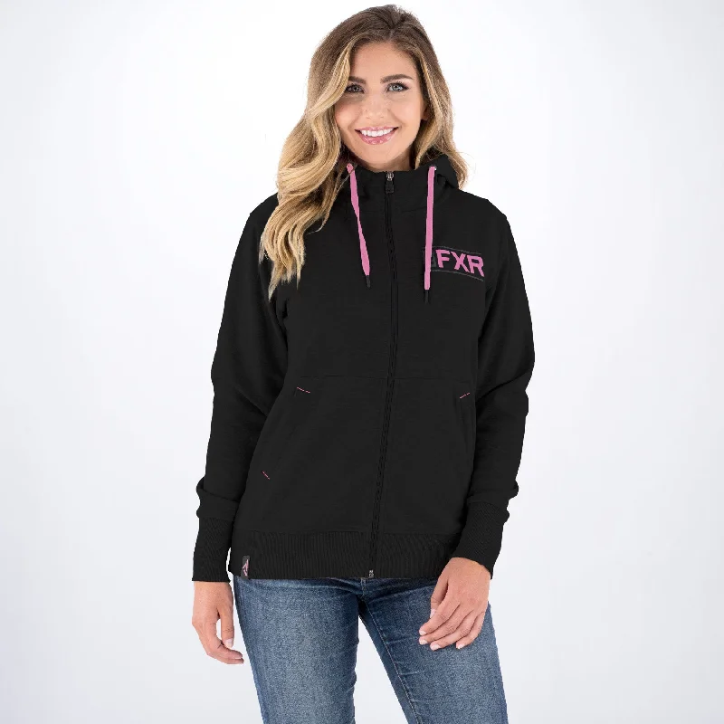 Women's Throttle Hoodie Hoodie with Exposed Zipper Edgy Industrial