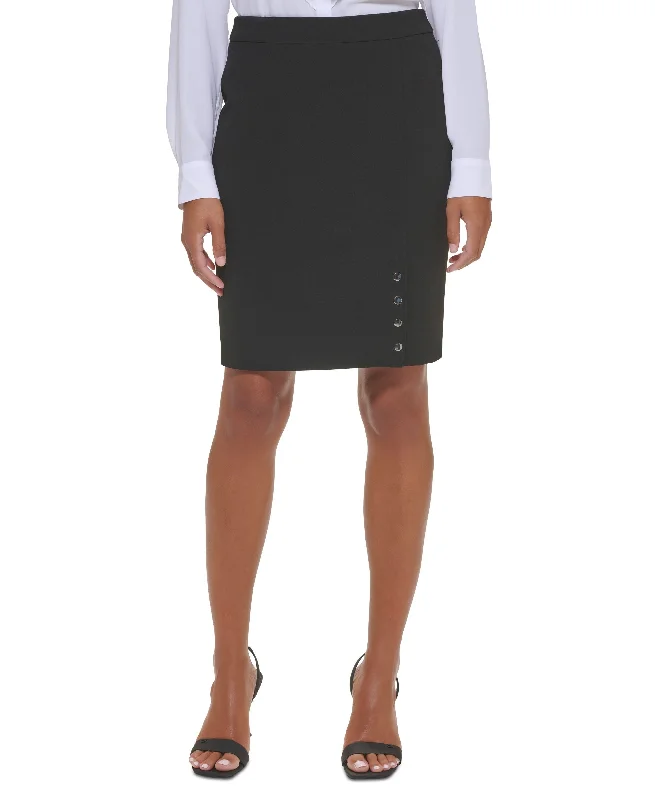 Women's Button-Detail Pencil Skirt velvet skirt luxurious