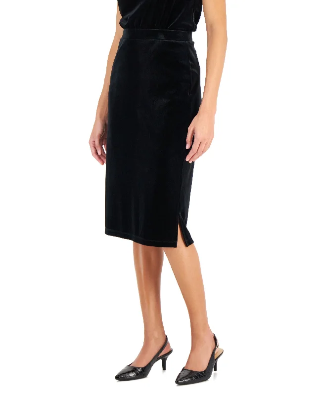 Women's Velour Slim Midi Skirt corduroy skirt cozy