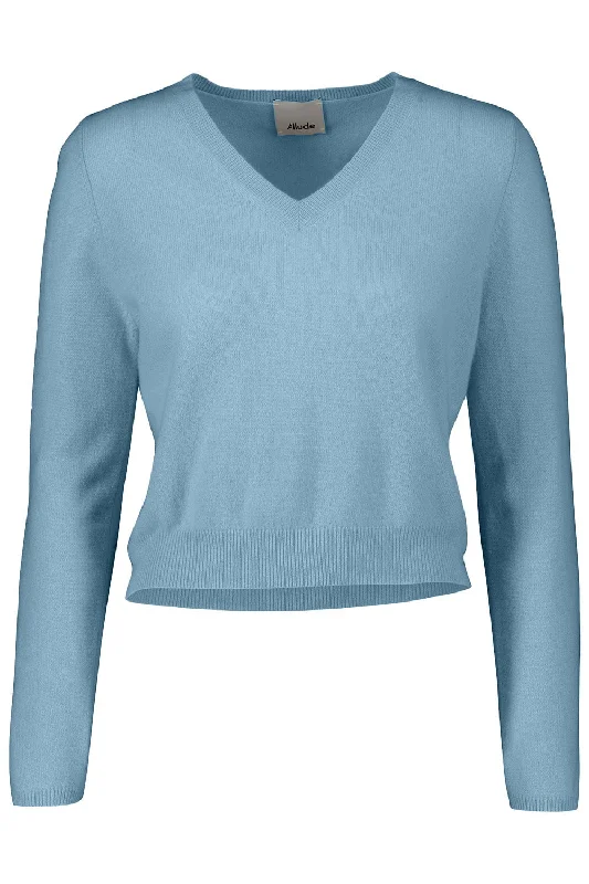 V-Sweater - Sky Blue Long Sweater Short Sweater Cropped Sweater