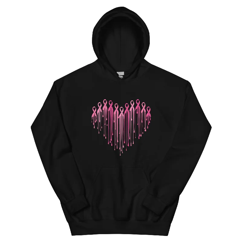 Painted Heart of Pink Ribbons Hoodie Hoodie with Print Artistic Unique