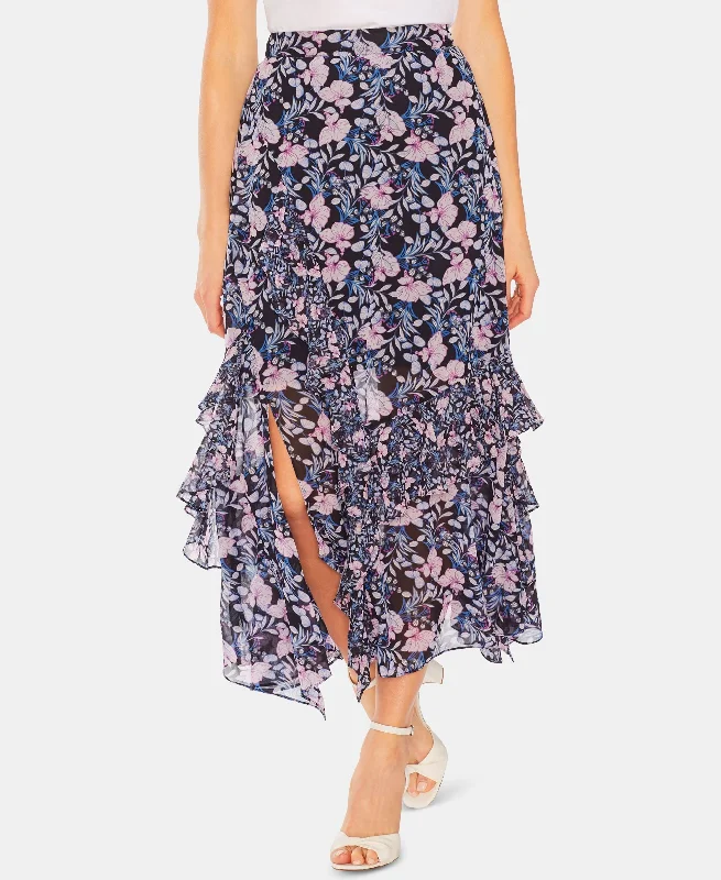 Vince Camuto Floral Print Ruffled Skirt low waist skirt