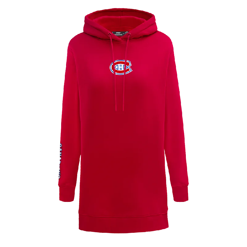 NHL MONTREAL CANADIENS CLASSIC WOMEN'S FLC HOODIE DRESS (RED) Hoodie with Fur Luxurious Winter