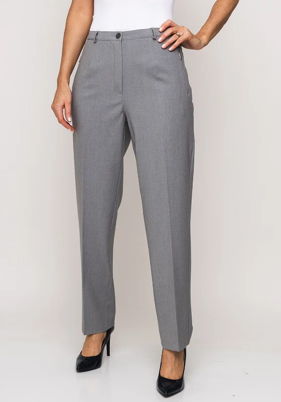 Robell Sahra Comfort Fit Straight Trousers, Silver Grey Trousers cozy soft