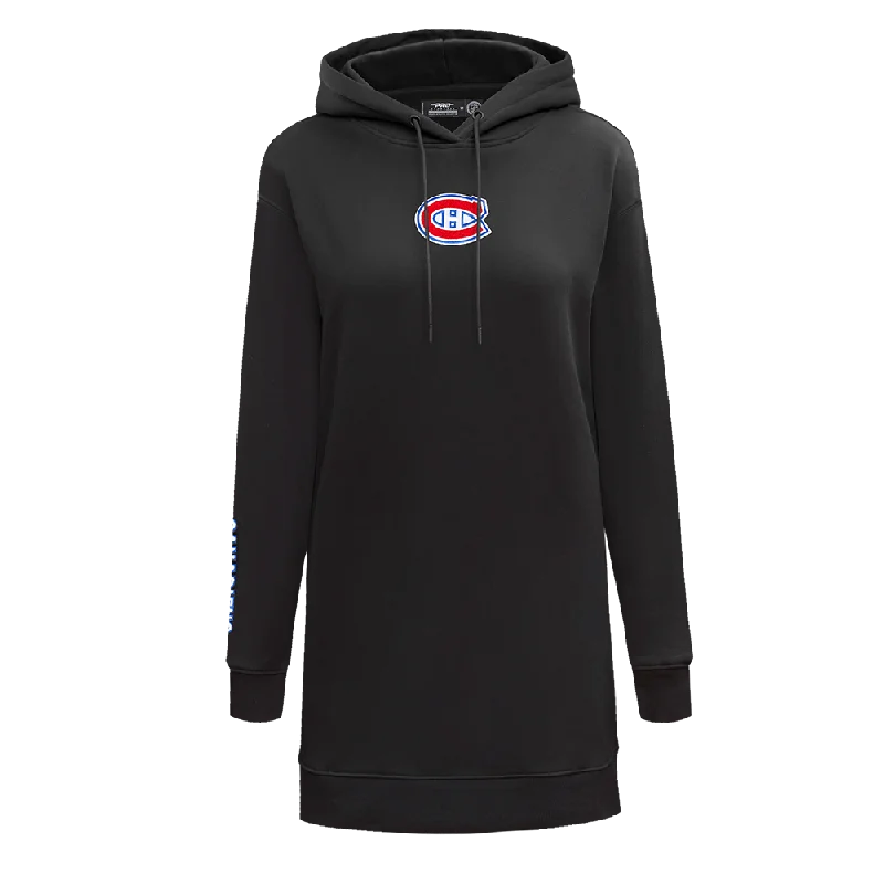 NHL MONTREAL CANADIENS CLASSIC WOMEN'S FLC HOODIE DRESS (BLACK) Hoodie with Lining Warm Insulated