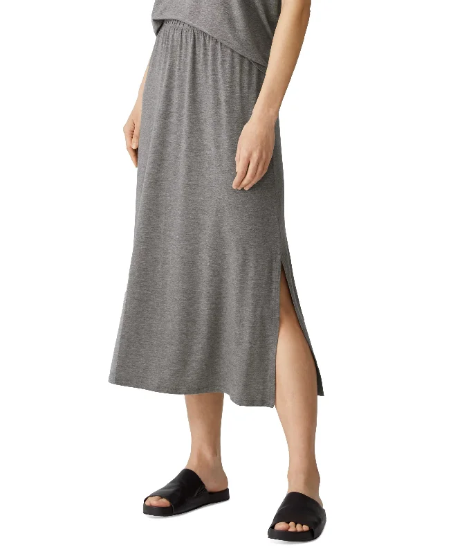 Eileen Fisher Flare Midi Skirt silk skirt lustrous