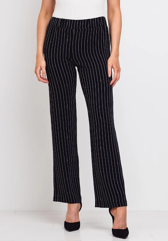 Naya Pinstripe Wide Leg Trousers, Black Trousers Gym Athletic