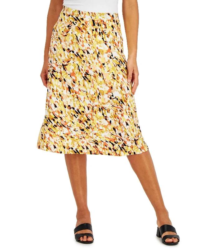 Kasper Printed Flared Midi Skirt chiffon skirt floaty