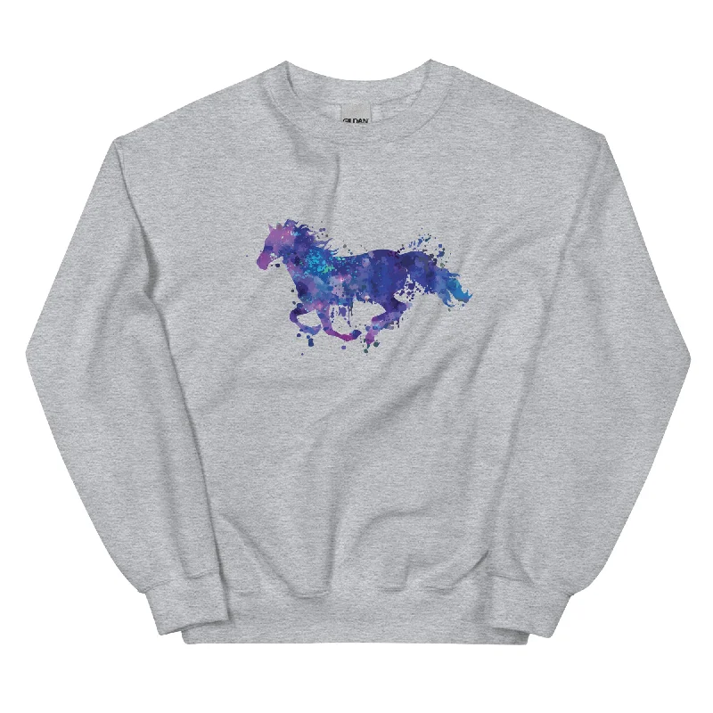 Wild Horse of the Night Crewneck Sweatshirt Hoodie with Embroidery Detailed Premium