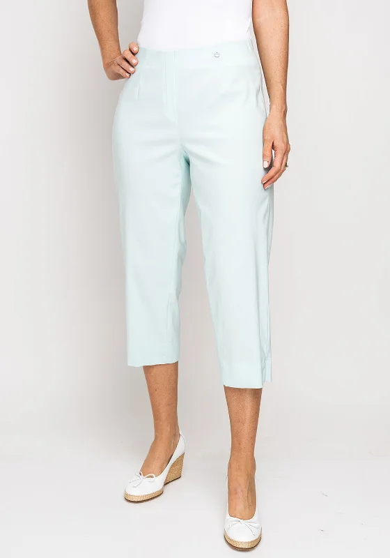 Robell Marie 07 Slim Fit Cropped Trousers, Mint Green Trousers versatile functional