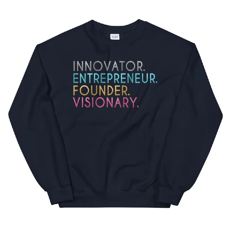 Innovator Entrepreneur Founder Visionary Sweatshirt Hoodie with Hem Applique Textured Unique