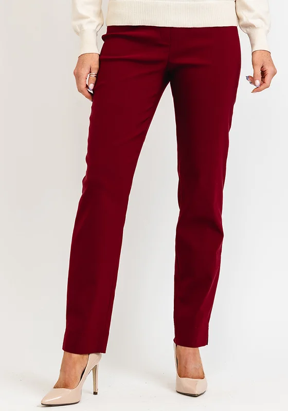 Robell Marie Full Length Slim Leg Trousers, Merlot Trousers trendy modern