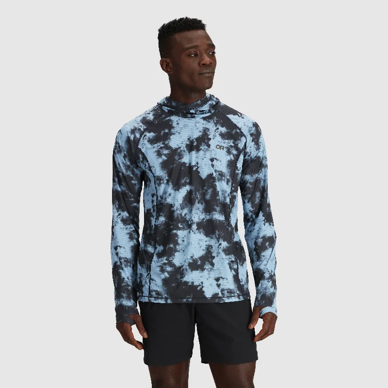 Men's Echo Printed Hoodie Hoodie with Tied Waist Feminine Flattering