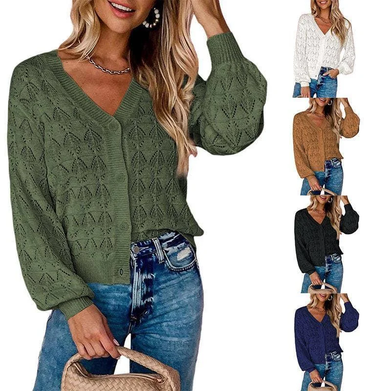 Front Botton Sweater Long Sleeves V-Neck Cardigan YL23010 Wool Sweater Cotton Sweater Cashmere Sweater