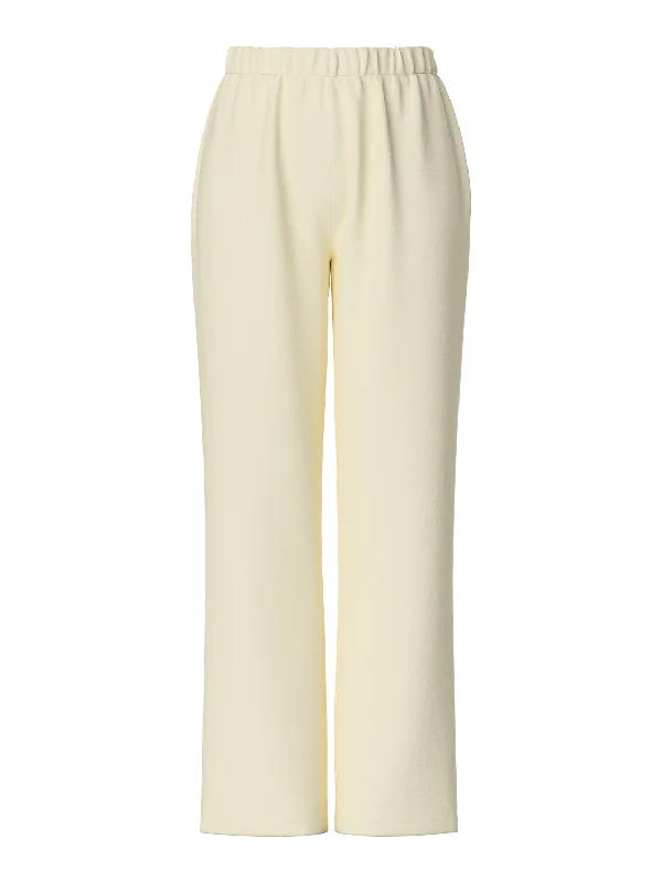 PCCHILLI Trousers - White Pepper Wide Leg Loose Fit Mid Waist