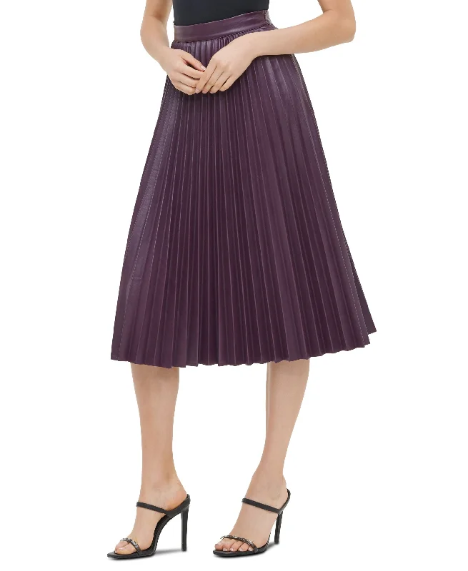 Calvin Klein Pleated Faux Leather Skirt chiffon skirt lightweight