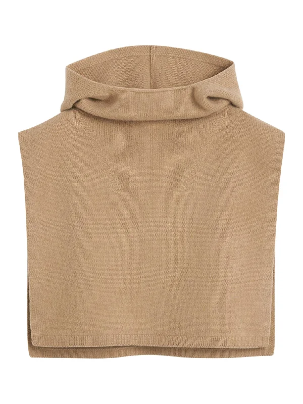 Wool cashmere hoodie bib Hoodie with Earth Tones Natural Calm