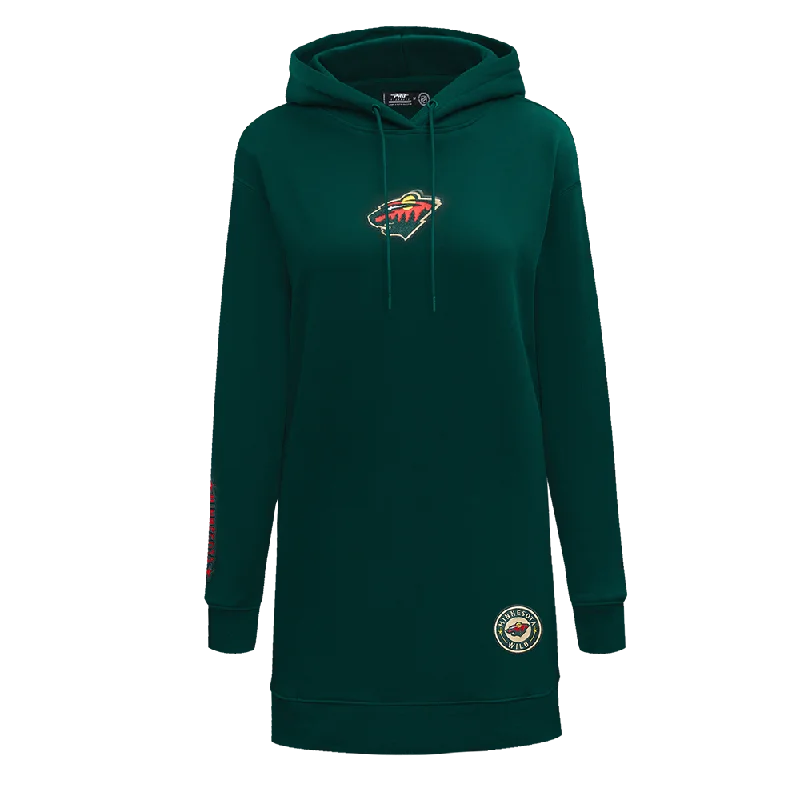 NHL MINNESOTA WILD CLASSIC WOMEN'S FLC HOODIE DRESS (FOREST GREEN) Hoodie with Emblem Brand Identity